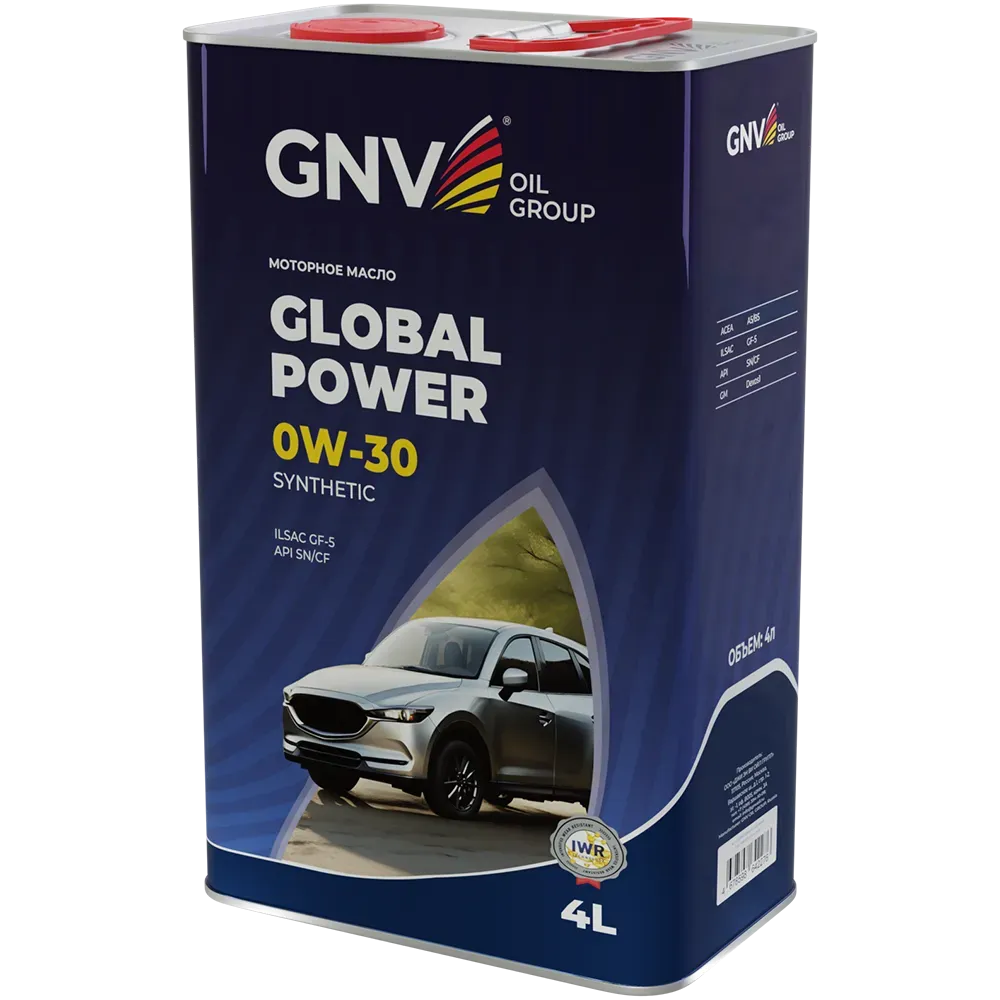 Моторное масло GNV Global Power 0W30 СИНТ SN/CF A5/B5 GF-5 4 л